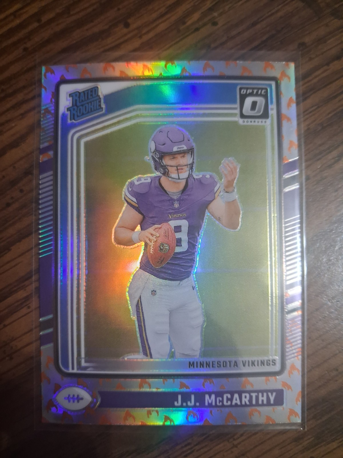 2024 Panini Donruss Optic Rated Rookie J.J. McCarthy #235 Fire Emoji Ssp