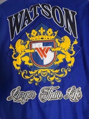 Watson Larger Than Life Varsity Jacket XL New With Tags Blue Letterman Coat image 12