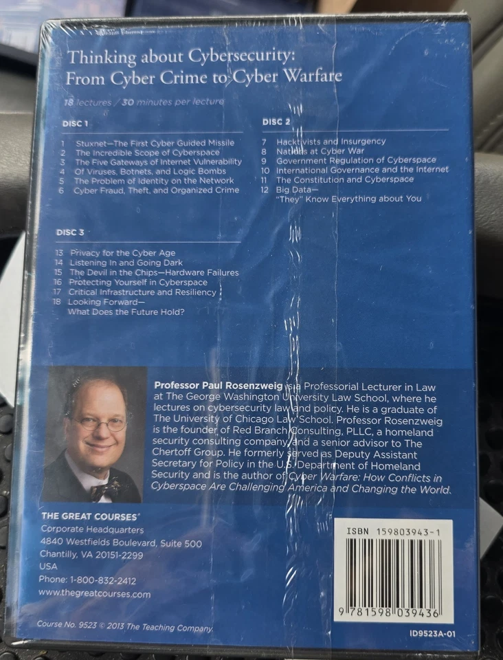 Great Courses Thinking About Cybersecurity Crime And Warfare 3 DVDs Guidebook - Image 2 of 2