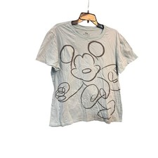 Disney Mickey Mouse Womens Light Blue Cotton T-Shirt Short Sleeve Round Neck XL