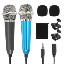 2Pcs Tiny Microphone with Sponge Cover, Holder and Drawstring Bag Black/Blue 
