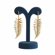 Orecchini Anthropologie foglia felce oro pianta boho pendente goccia ramo di palma vintage