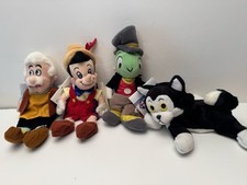 Disney Store Pinocchio Gepetto Figaro Jiminy Mini Bean Bag Plush 8" Set of 4