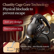 High-Quality Black Chastity Cage for Men CB Lock 5 Rings Abstinence Device