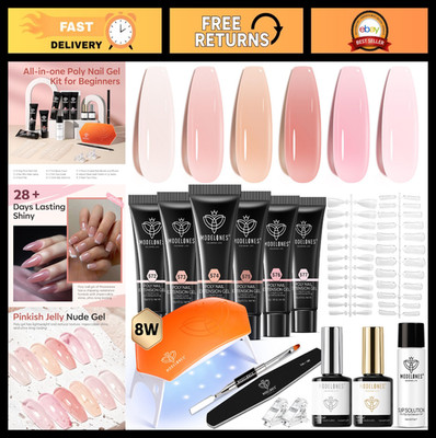 modelones Poly Gel Nail Kit 6 Colors with 8 W Nail Lamp Polygel Toenail Kit Exte