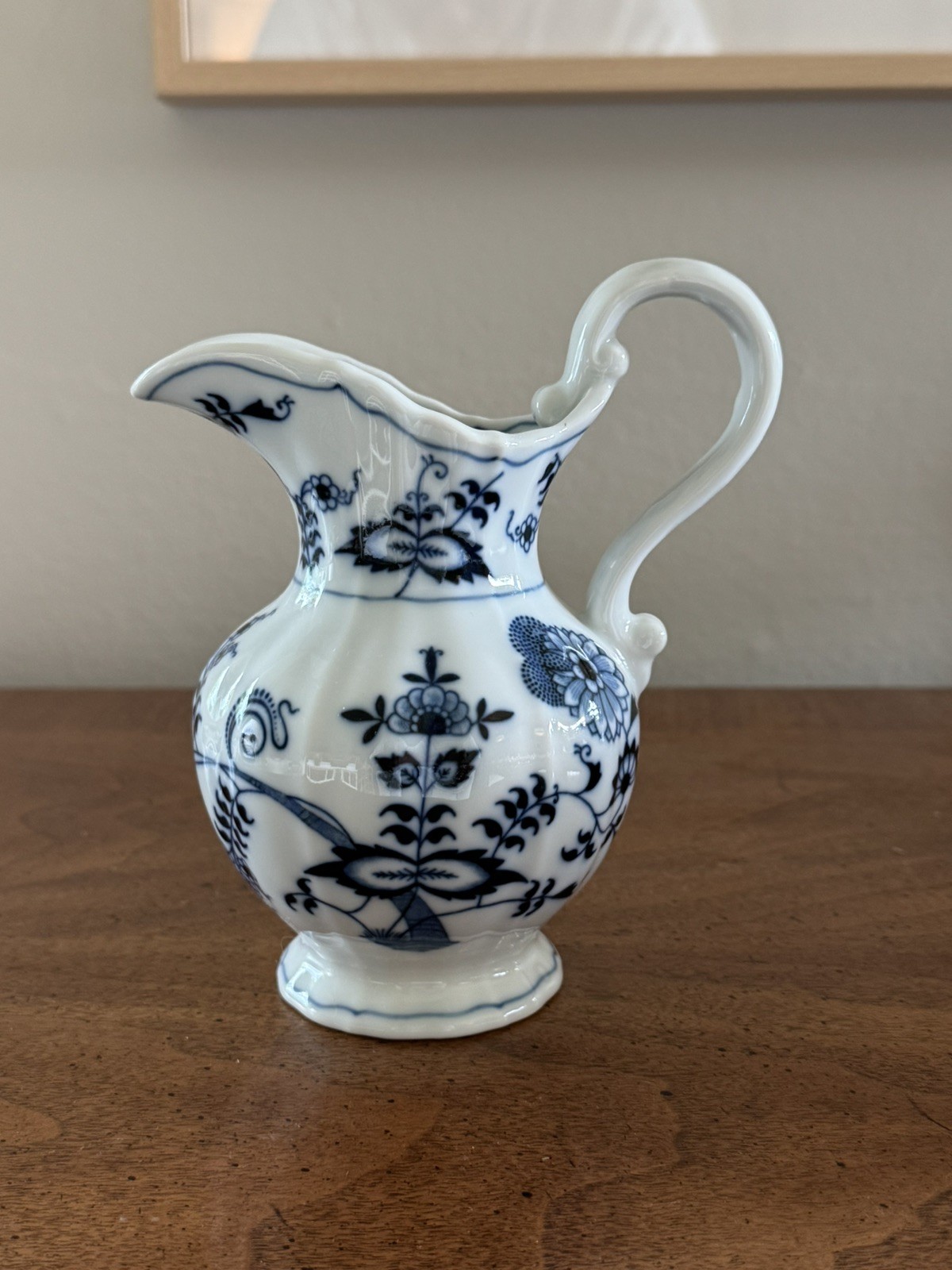 Vintage Blue Danube Japan Blue Onion Pitcher, 6.25”