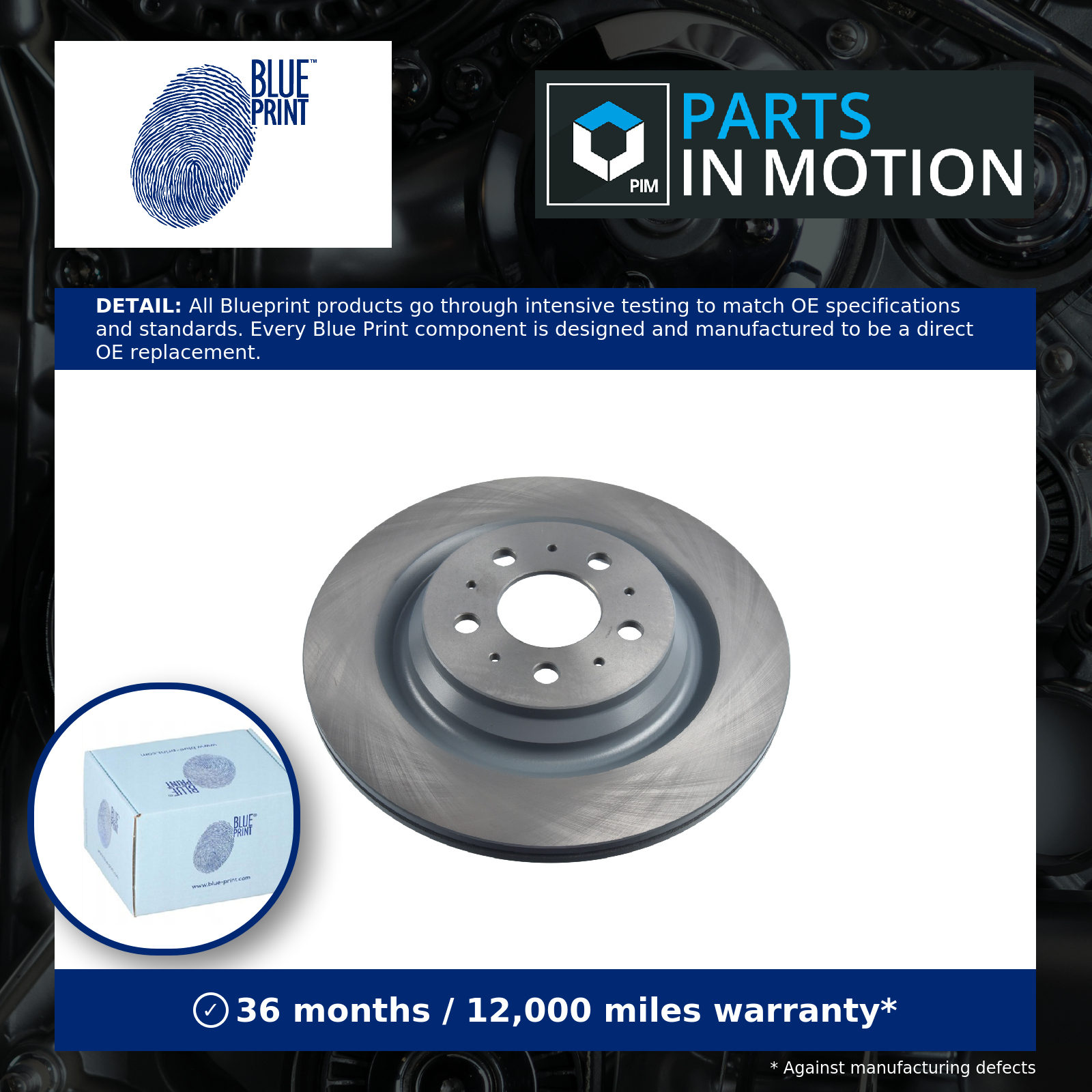 2x Brake Discs Pair Vented Rear 335mm ADBP430108 Blue Print Set 104463100D New - Image 3