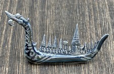 Vintage Sterling Silver Dragon Boat Brooch Si...