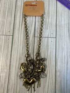 Antique Gold Heart Necklace With Charms