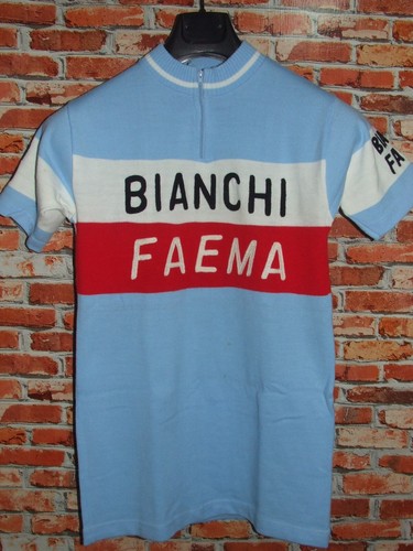 Maillot Cycliste Vintage Blanc Faema – Années 70 – Taille M – Marque Générique