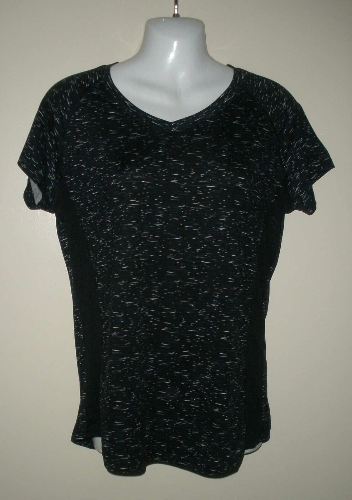 Game Time Women M Fitness Shirt Black V-Neck Performance Top Athletic Wear