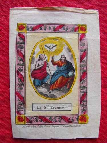 Sainte Trinité Images pieuses XVIIIe S. Pillot à Paris Santini Holy Card - Picture 2 of 5