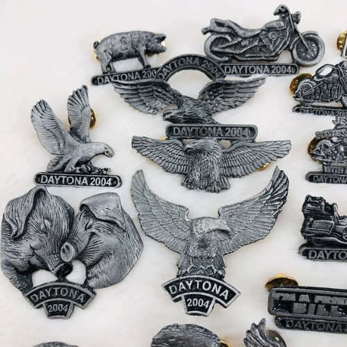 Lote de prendedores chaleco de peltre para motocicleta Daytona Harley Davidson 2004 - Eagle Hog Rose - Imagen 5 de 8