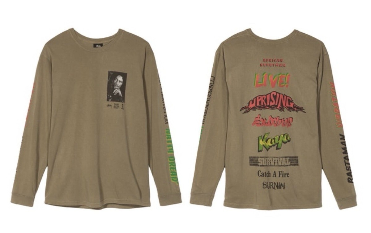 【STUSSY】Stussy x Bob Marley Herbsman Pig. Dyed LS Tee Stussy x Bob Marley The Wailers Pigment Dyed Long Sleeve Tee