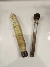 Vintage Industrial Spindle Spools Bobbins Farmhouse Rustic Thread, Lot of 2