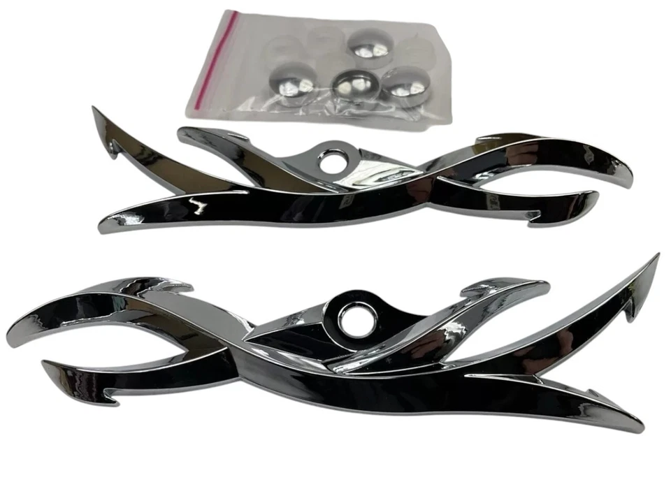 Acentos de llama tribal para marcos de matrícula (cromo) WLA-032 para parte superior o inferior Foto 2 de 4