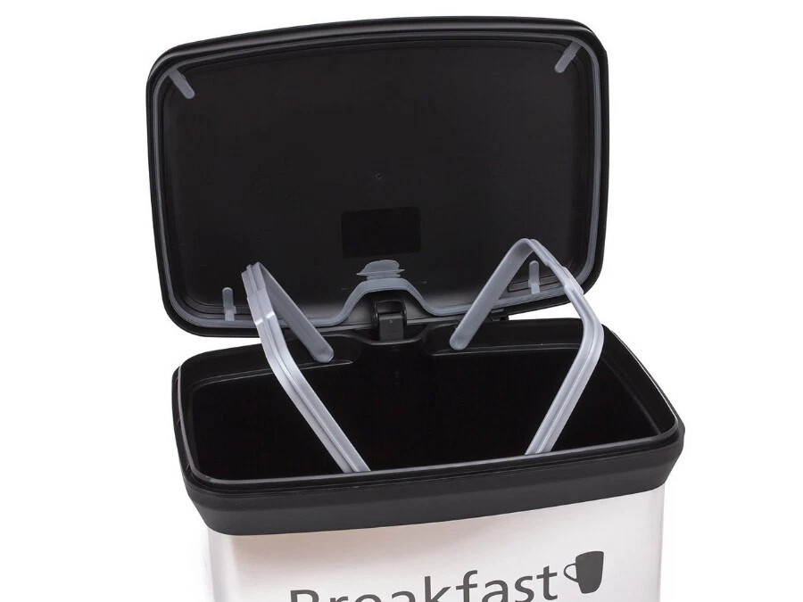 Cubo de basura Curver metálico 50L con pedal diseño plateado funcional - Imagen 4 de 4