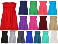 Ladies Women Plus Size Sheering Boobtube Bandeau Strapless Top Summer Dress 8-26