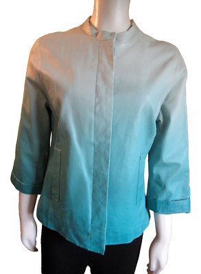 Cache leather jacket size medium unique seafoam to gray colors button down cuffs