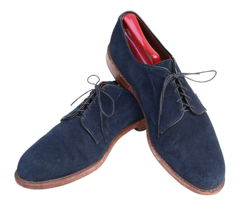 Allen Edmonds Freemans Sport Club Blue Suede Leather Plain Toe Oxford Shoe 9.5D