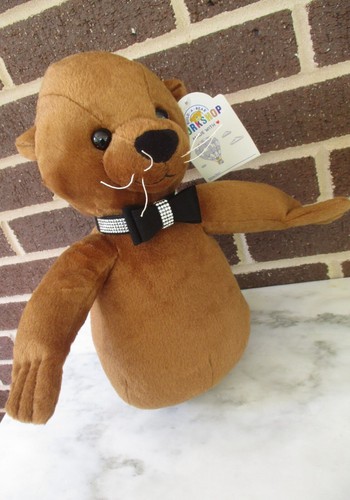 Build a Bear Workshop Brown Sea Lion 14"Plush-Black Bow Tie Collar +Rhinestones - Picture 2 of 5