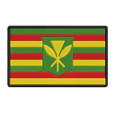 Kanaka Maoli Hawaii Native Hawaiian Flag Embroidered Hook & Loop Patch
