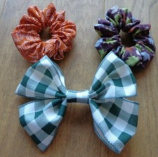 Fall themed homemade giant bow & scrunchies (...