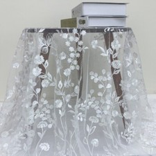 Lace Fabric Floral Branch Tulle Embroidery Fabric For Wedding Gown DIY 1 Yard