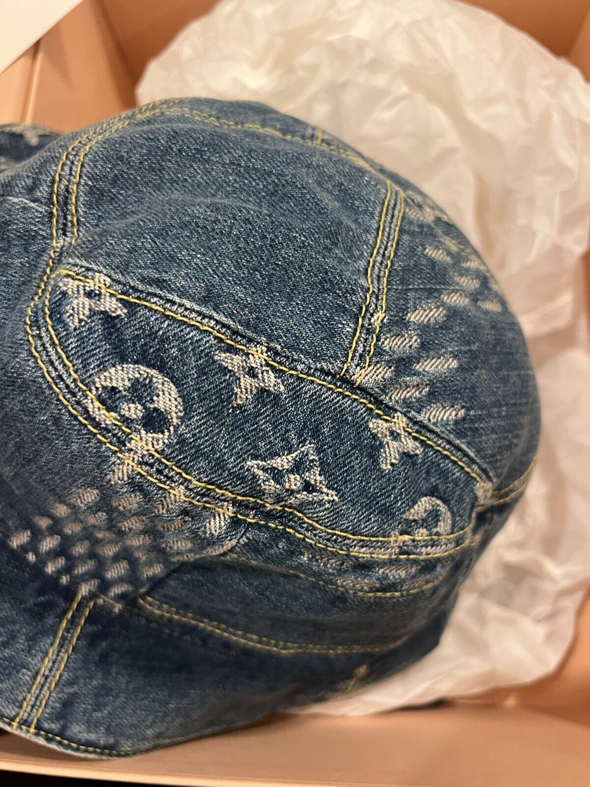 LV denim bucket hat.  N & C Glam Collection LLC