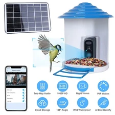 Smart Solar Video Camera Bird Feeder PIR Motion Detection App WiFi Connection