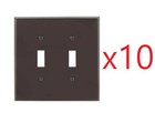 f2 Lot of 10 Leviton Brown 2-Gang Midway UNBREAKABLE Nylon Cover Wall Plate