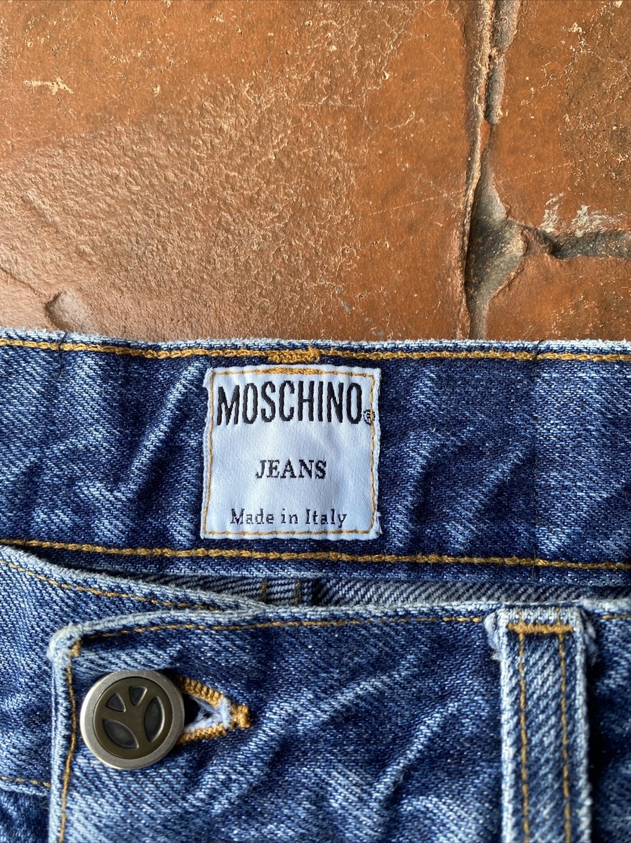 ブルゾン Moschino Jeans Biker Peace Symbol MOSCHINO JEANS - COTTON DENIM BIKER WITH PEACE SYMBOL LOGO