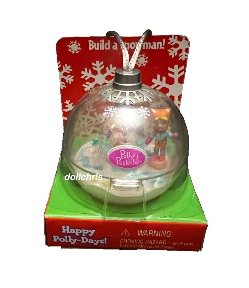 Polly Pocket Doll Bluebird Sparkle Snowman Ornament Ball Happy Polly-Days NRFB