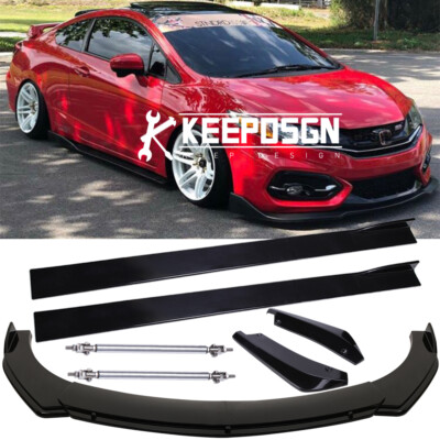 Front Bumper Lip Splitter + Side Skirt + Strut Rods for Honda Front Bumper Lip Splitter + Side Skirt + Strut Rods for Honda