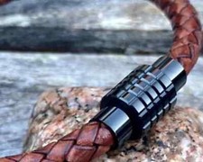 Stainless Steel Black Magnetic Clasps Leather...