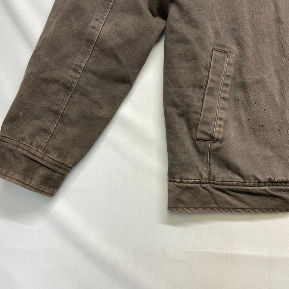 Chaqueta de mezclilla de colección Fox Riders Co para hombre L marrón forrada cremallera completa motocicleta Y2k rara Foto 3 de 4