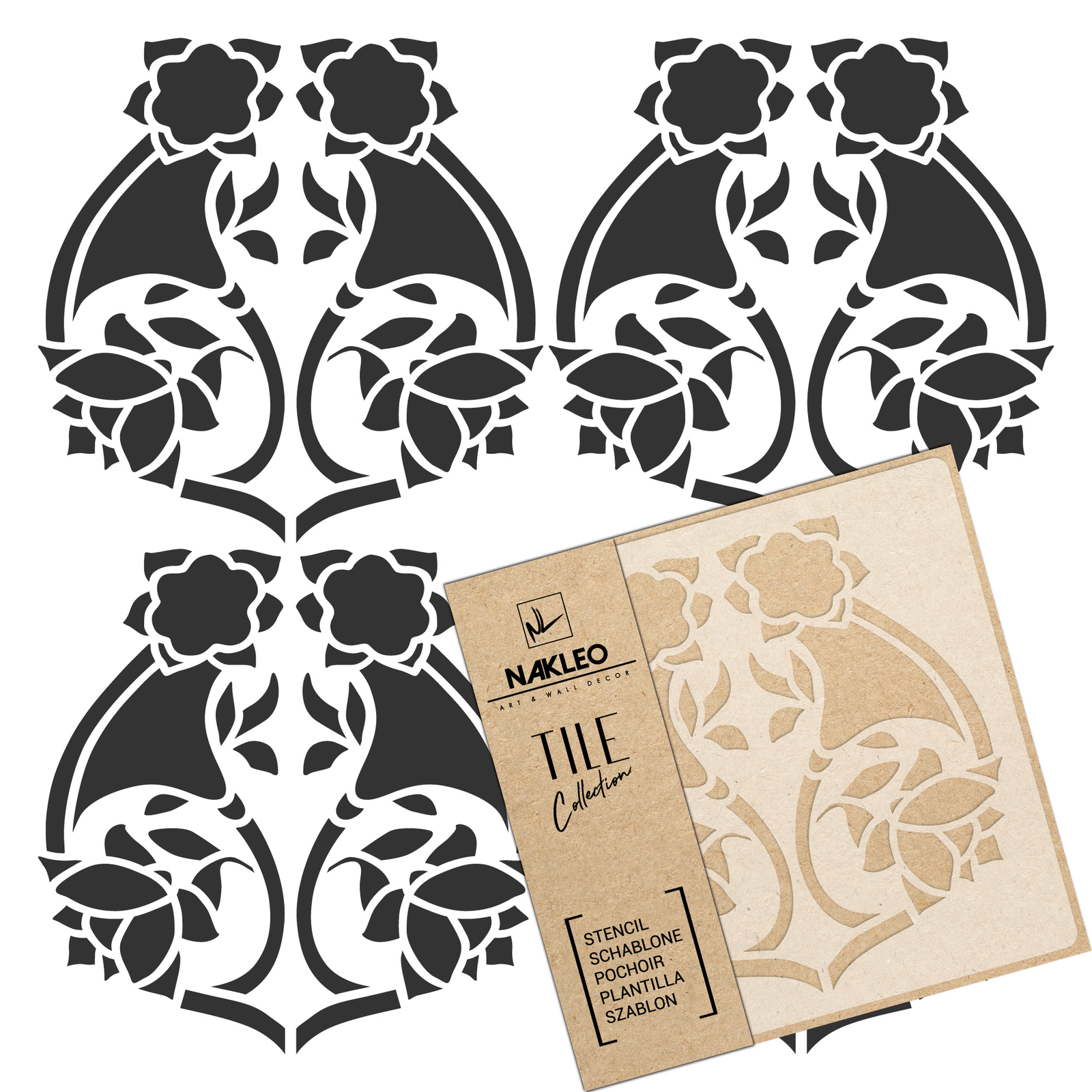 FLOR ART NOUVEAU #2 // Azulejo reutilizable PLÁSTICO Plantilla Geométrico Suelo