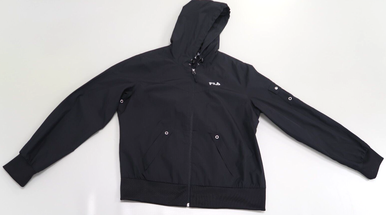 Giacca a vento FILA Sport donna nera L con cappuccio zip leggera Activewear