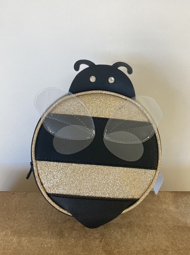 Mochila Bolsa de Maquillaje Cosmético Bath & Body Works Negra y Dorada Brillo Abeja con Cremallera - Imagen 2 de 5