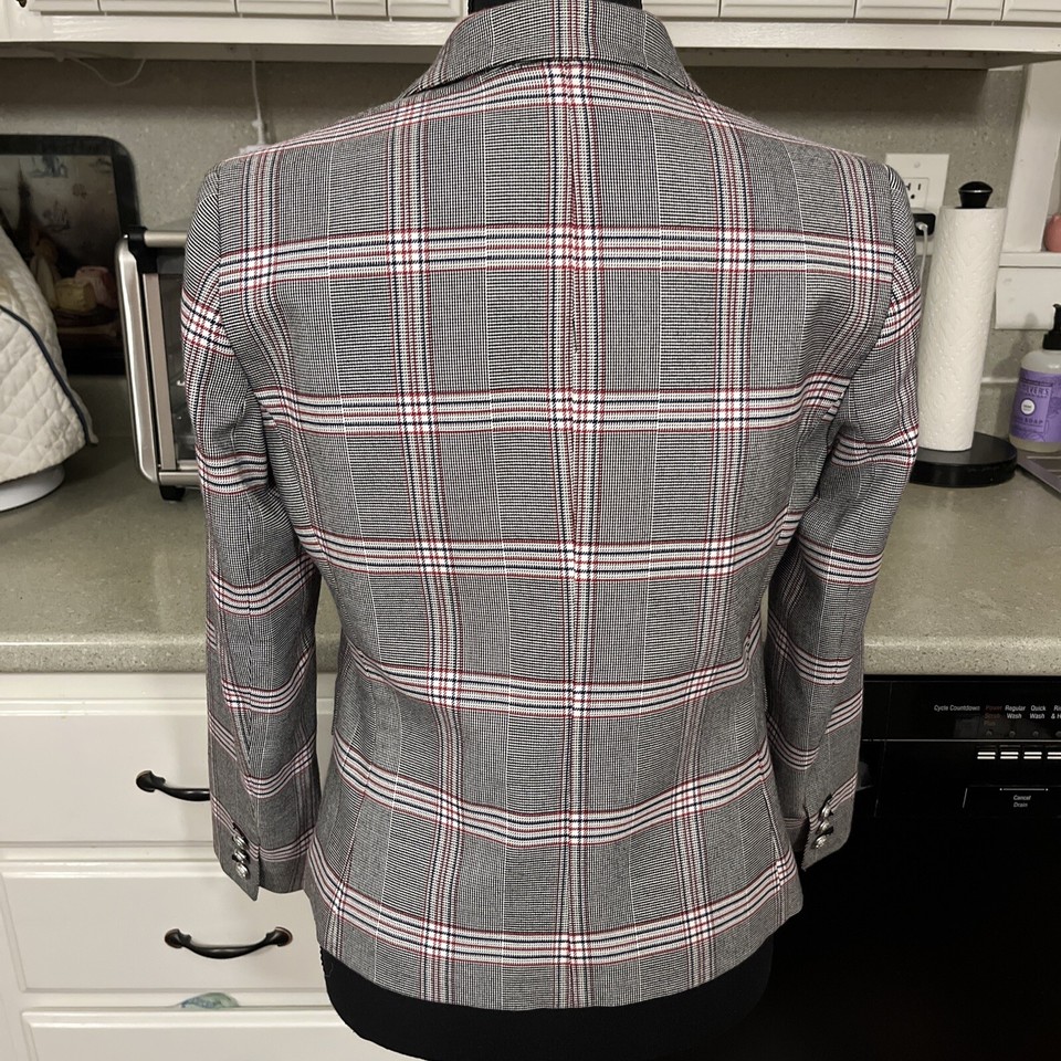 BAR III WOMEN'S GRAY PLAID OPEN FRONT BLAZER SUIT JACKET SIZE 2 eBay