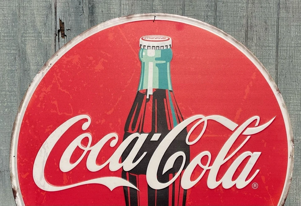 LARGE 36IN Classic Coke Glass Bottle Coca-Cola Antique Style METAL Hanging Sign - Image 4 of 4