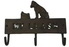 Cast Iron Dog Wall Hook Key Holder Leash Holder My Leash 3 hooks Pet Decor Heavy