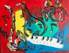 JAZZ BAND  MUSIC by Mark Kazav  Abstract Modern CANVAS Original RTBTGgRTH