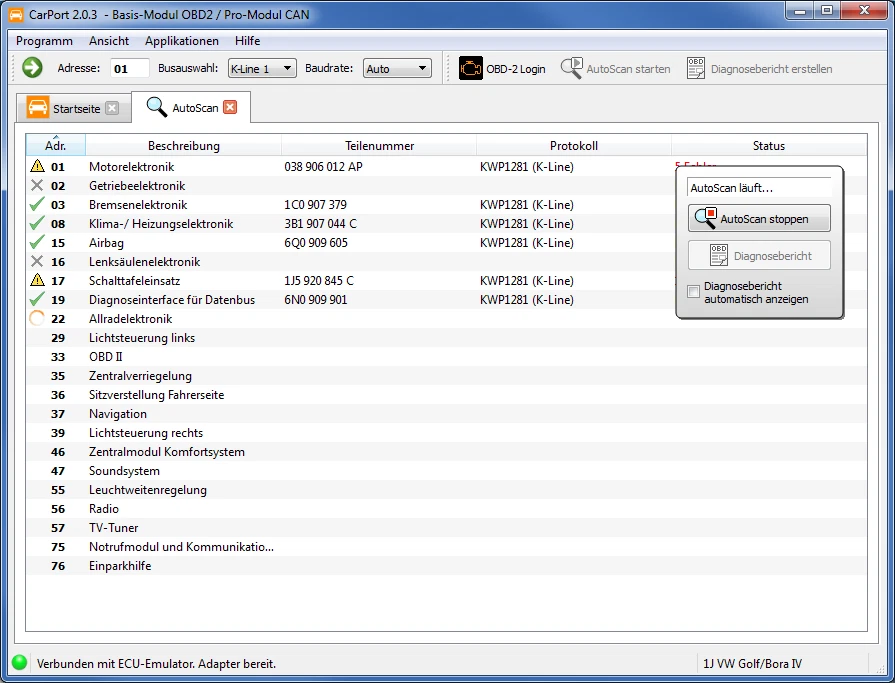 AutoDia K509 + CarPort-Diagnose Software PRO-Edition Diagnose KKL+CAN+UDS+OBD2 - Bild 3 von 4