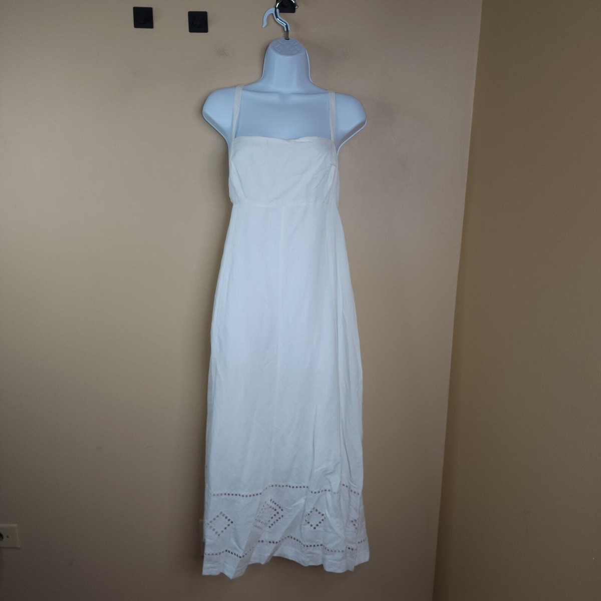 Madewell Embroidered eyelet tie-back cami midi dress in White Size 12 | eBay