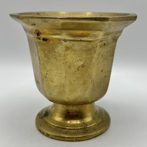 Vintage Solid Brass Decagonal Footed Heavy Mortar and Copper Pestle /cb - Picture 2 of 13