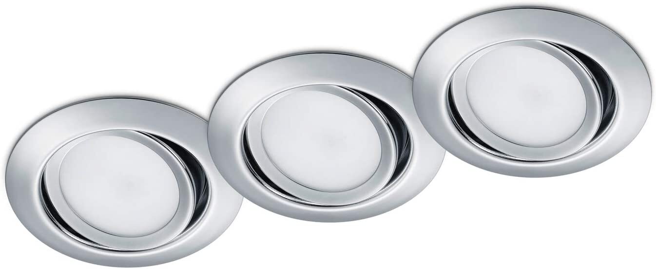TRIO - KIT 3 FARETTI LED RILA AD INCASSO TONDI CROMO 3x SMD LED, 5W · 3x 450l...