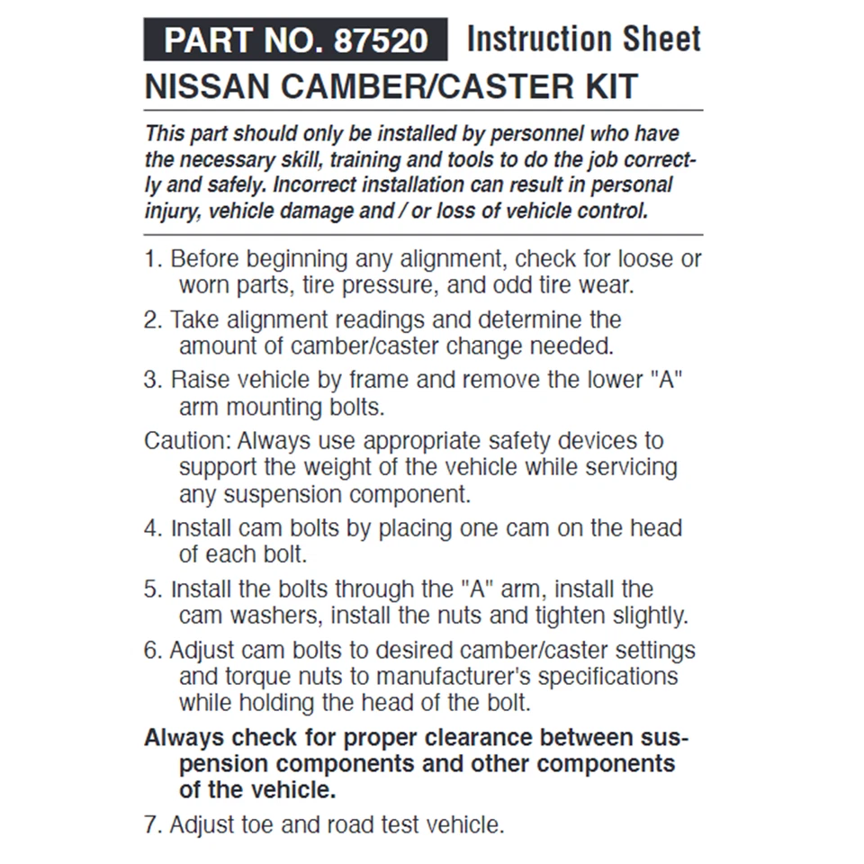 Kit de pernos de leva SPC inclinación/rueda delantera +/-2 para Nissan, Suzuki, Infiniti tracción trasera y 4x4 Foto 4 de 4