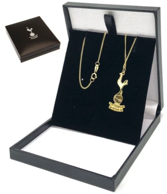 Tottenham Hotspur FC 18ct Plaqué Or Sur Argenté Crest Pendentif & Chaîne Collier - Photo 1/4