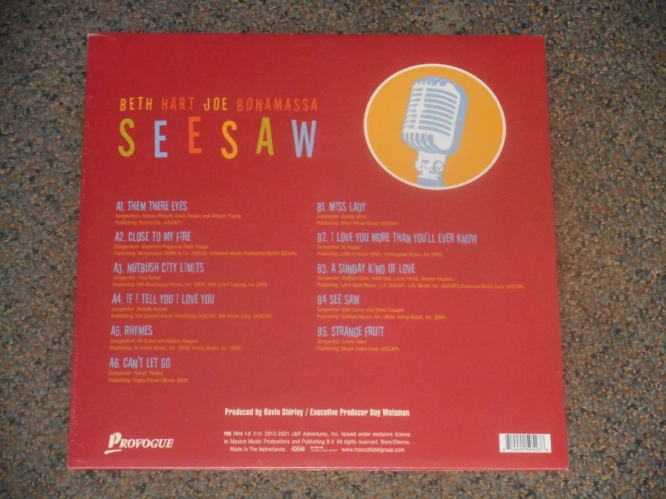 BETH HART and JOE BONAMASSA seesaw CLEAR VINYL LP NEW SEALED provogue 180 gram - Image 2 of 3